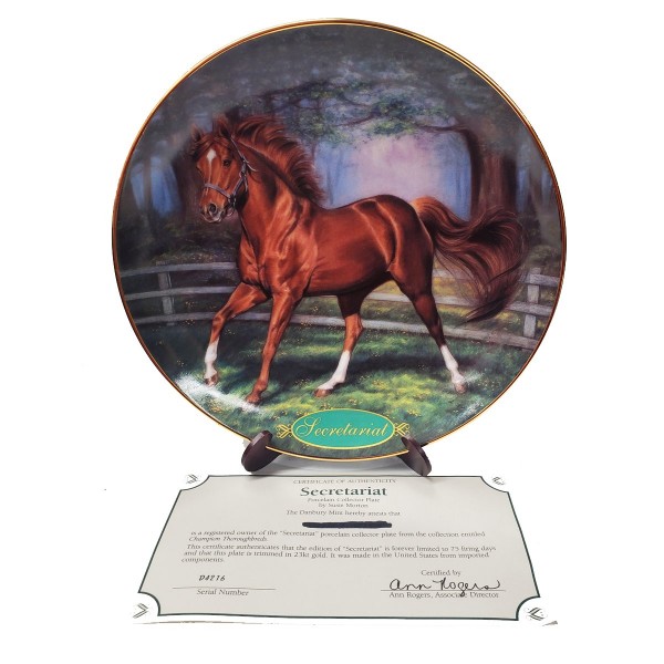 Danbury Mint Race Horse Collector Plate Secretariat Champion Thoroughbreds Collection by Susie Morton