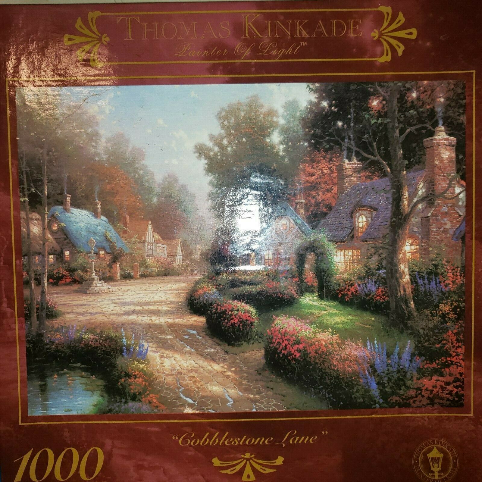 Thomas Kinkade 1000 Piece Jigsaw Puzzle "Cobblestone Lane