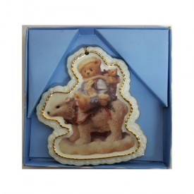 Enesco 1998 Cherished Teddies Porcelain Hanging Ornament Bearing Tidings Of Joy To You