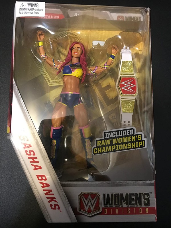 WWE Elite Collection Sasha Banks Action Figure with Raw Women's Championship Belt