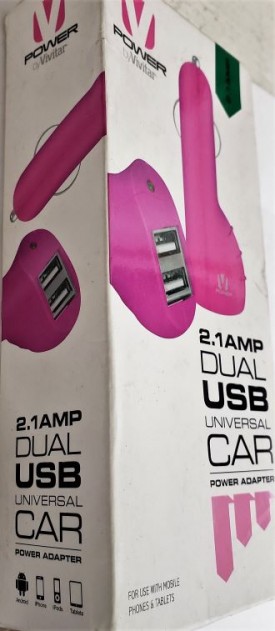 Vivitar FB-DC-2A Dual USB Universal Car Power Adapter 2.1 Amp Pink