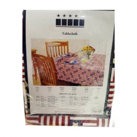 Patriotic USA Printed Flag Blocks Cotton Tablecloth Square 52x52