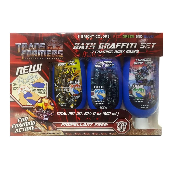 Transformers Revenge of the Fallen Bath Graffiti Set - 3 Foaming Body Soaps