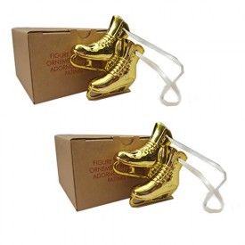 Avon 2015 Goldtone Figure Skates Ice Skating Ornament Set of 2