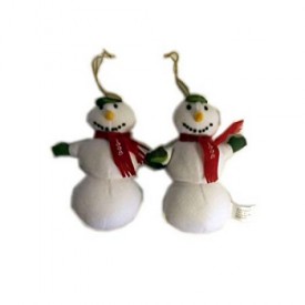 1998 American Greeting Card Plush Snowman Ornament Set of 2