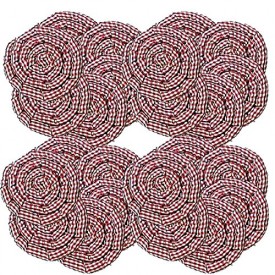 Country Charm Red & White Checkered Gingerbread Swirl Hot Pads - Set of 24