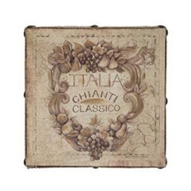 Susan Winget Wine Chianti Hand Embellished Linen Wall Art 12 inch x 12 inch x 2.5 inch