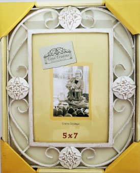 Casa Cristina by Cristina Saralegui Cream/Gold Rustic Metal Photo Frame 5x7