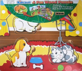 Kids Stuff 4 Piece Chunky Wooden Puzzle - Pets