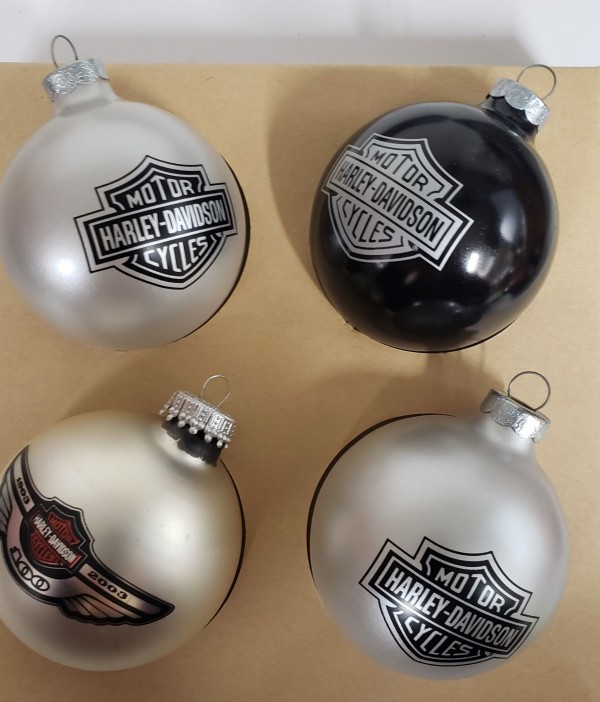 Harley Davidson North Pole Chapter Set of 4 Bulb Ornaments