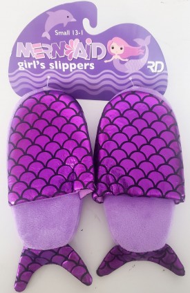 Mermaid Girl's Purple Slippers Small 13-1