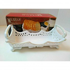 Porcelain Cracker Caddy 24K-Gold Trim Museum Re-creations of Antiques by Godinger