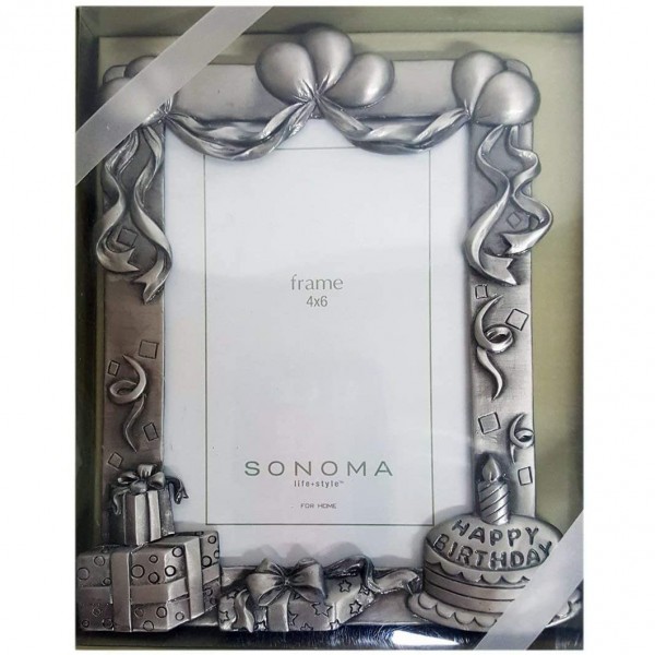 Sonoma Happy Birthday Silver Metal Photo Frame 4 x 6