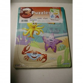 3 Pack, Pre-school Puzzles - Sea Creatures/Colors/Get Dressed