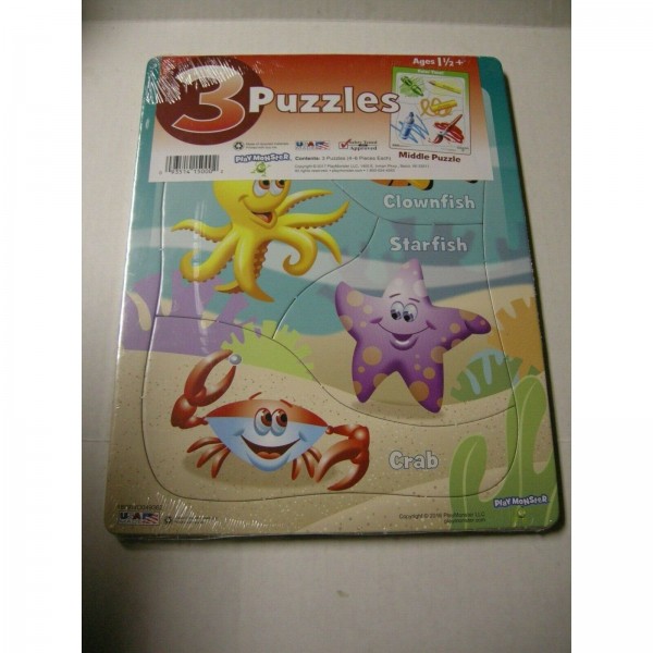 3 Pack, Pre-school Puzzles - Sea Creatures/Colors/Get Dressed