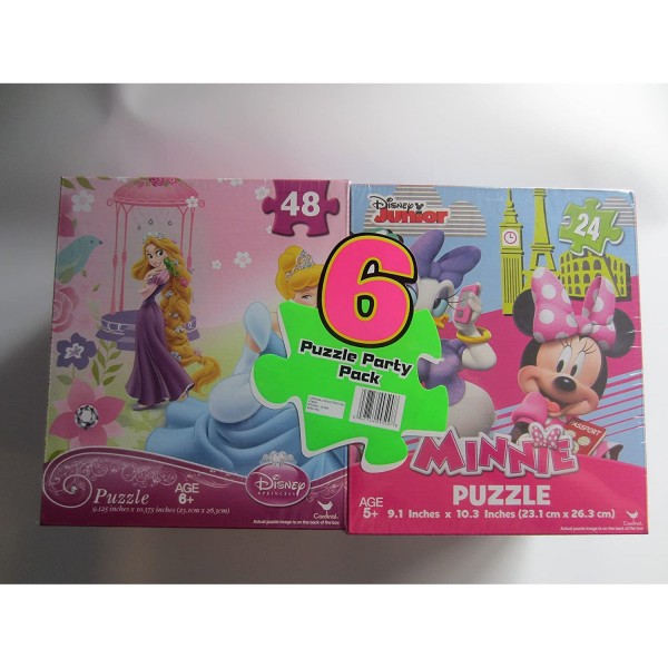 Disney Princess's, Finding Dory & Minnie Mouse - 6 Puzzle Party Pack (48 And 24 Pieces Each)