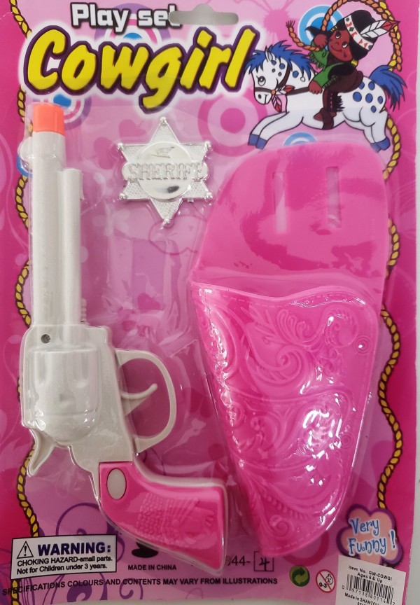 Vintage Pink Cowgirl Sheriff Playset Toy Gun w/Holster & Badge