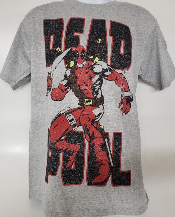 Marvel Deadpool Graphic Short Sleeve T-shirt Adult Size Large Grey