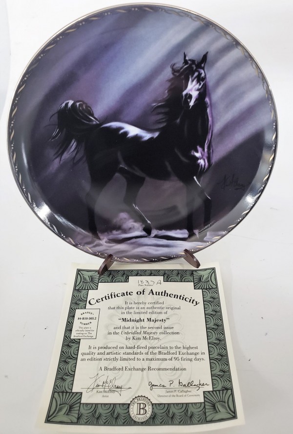 Black Stallion Horse Collector Plate Midnight Majesty from Unbridled Mystery by Kim McElroy 1995 #15424