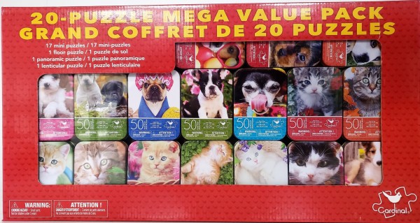 Cardinal 20-Puzzle Mega Value Pack Dogs Cats Puppy's Kittens Super Cute