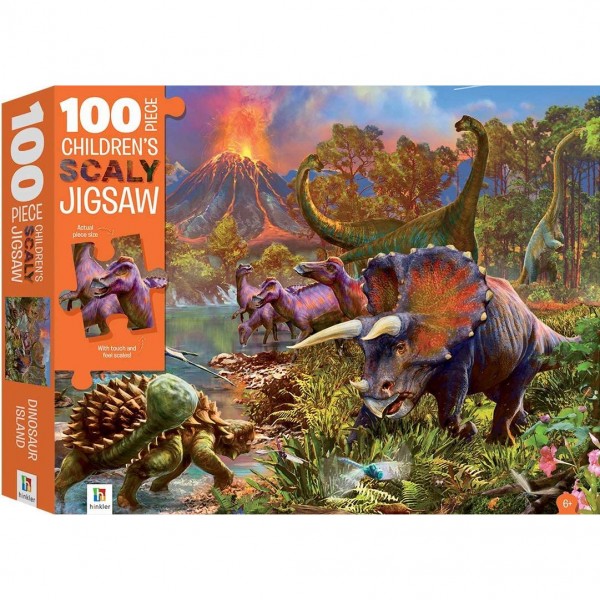100-Piece Children's Scaly Touch and Feel Jigsaw: Dinosaur Island