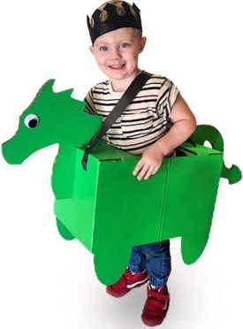 Donny The Dragon Cardboard Costume - Fun Family DIY Art Project for Boys | Kids Pretend Play Toy - Kid Size Ages 3 and up