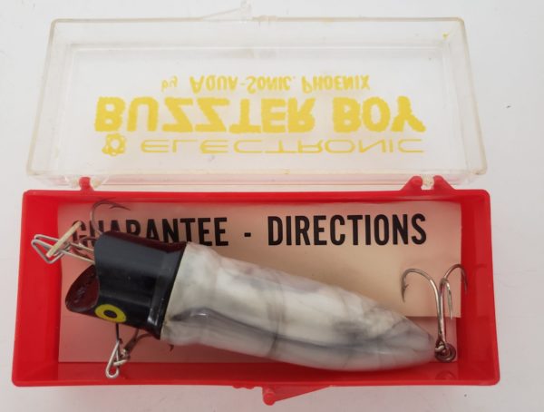 Vintage 1960 Buzzter Boy Electronic Fishing Lure by Aqua-Sonic, Marble