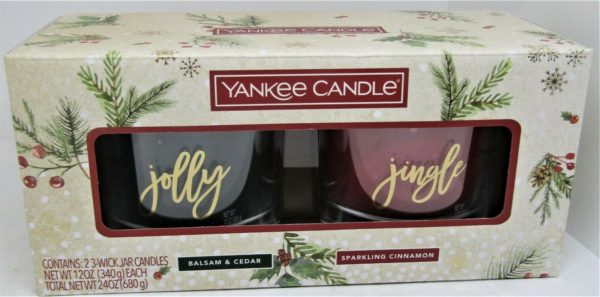 Yankee Candle Christmas Gift Set Balsam Cedar And Sparkling Cinnamon 24 Oz Total Net Wt.