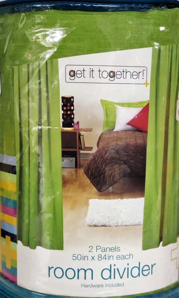 Hanging Room Divider 2 Panels 50" x 84" Each Avocado Green with 20 Foot Long Stainless Steel Wire, 16 Clips