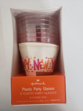 Vintage1960s Hallmark 8 Plastic Party Glasses 8 oz. Happy New Year 139NDC2-9