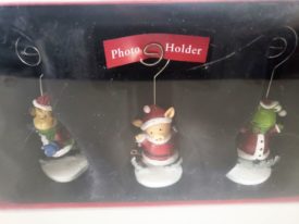 St. Nicholas Square Christmas Santa Animals Photo Holder Set of 3 - Monkey, Pig, Frog