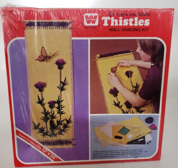 Vintage 1973 Whitman Craft Series "Thistles" Burlap Wall Hanging Kit No. 4960