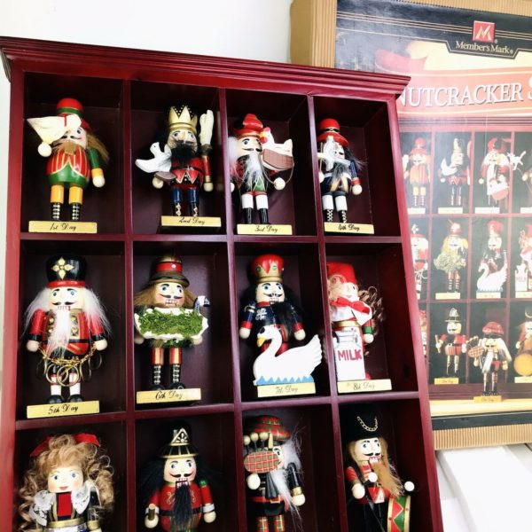 Member's Mark 12 Days of Christmas Nutcracker Set Wooden Display Case