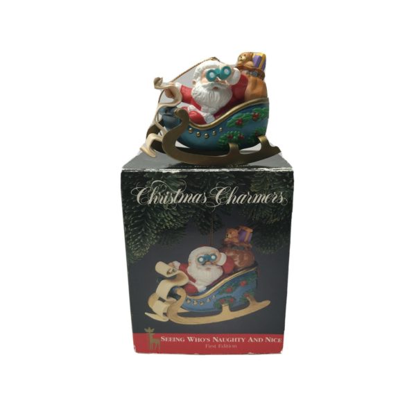 Santa's Best Christmas Charmers Seeing Who's Naughty And Nice Santa With Binoculars Ornament