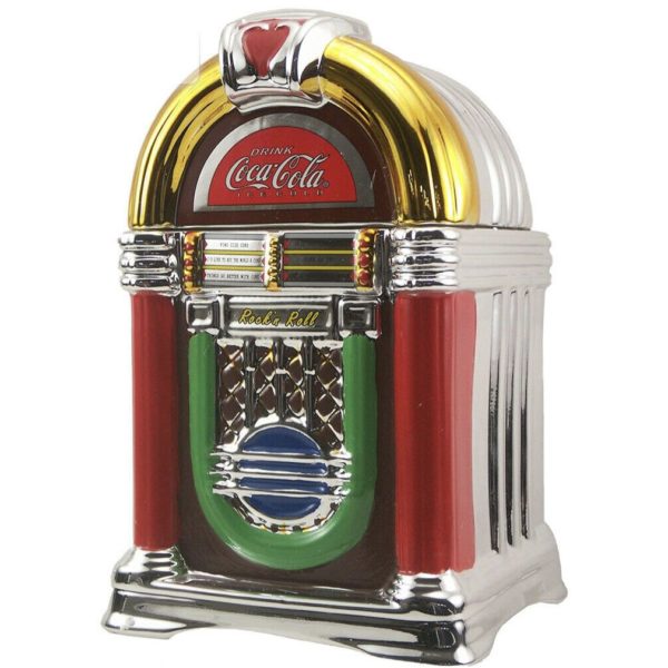 Coca Cola Ceramic Jukebox 11 1/4" Coke & A Song Cookie Jar by Gibson 41512.01
