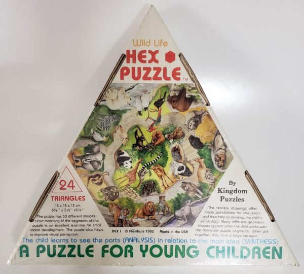 Vintage 1992 Kingdom Puzzles Wild Life Hex Puzzle For Children 24 Triangles