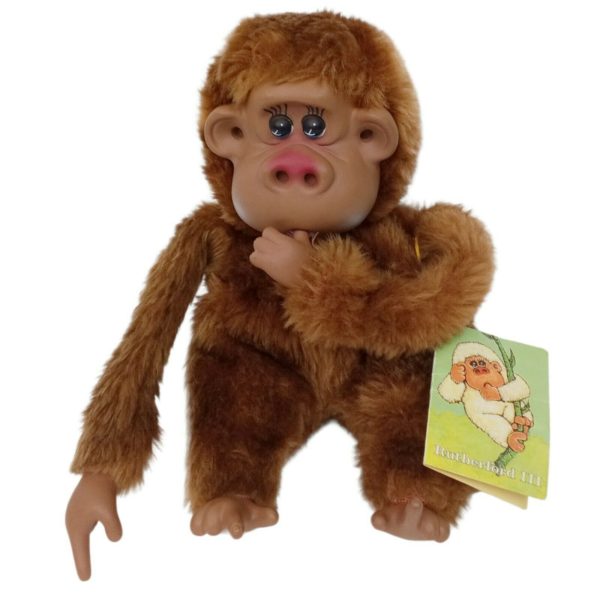 Vintage 1980s Russ Rutherford III Monkey Ape Plush Sucks Thumb Picks Nose Ears 8"