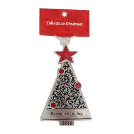 Ganz Peace, Love, Joy 2016 Pewter Tree Ornament