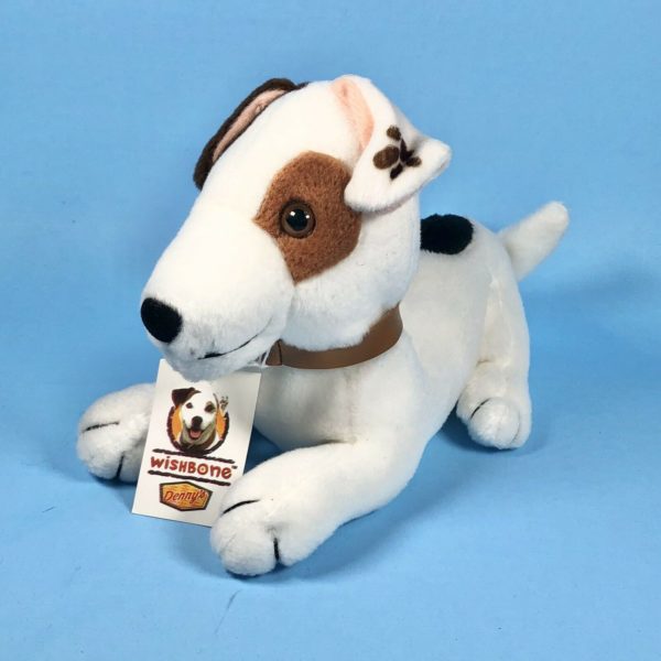 1998 Denny's Dog Wishbone Plush Jack Russell Terrier Big Feats 7" Laying Down