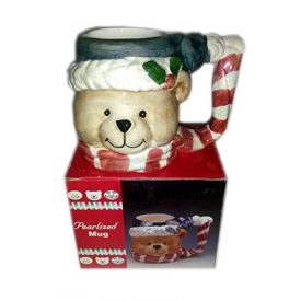 Large Pearlized Holiday Bear Mug