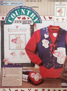 Daisy Kingdom Country Cutouts No-Sew Applique Berry Merry Christmas Teddy Bear #19110