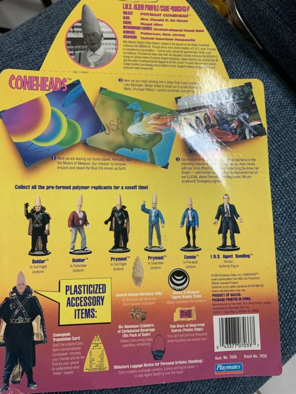 Vintage 1993 Playmates ConeHeads Action Figure - Prymaat In Suburban Uniform