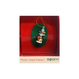 Vintage 1989 Enesco Small Wonders Pewter Angel Classics Miniature Ornament - Blue Hat & Muff