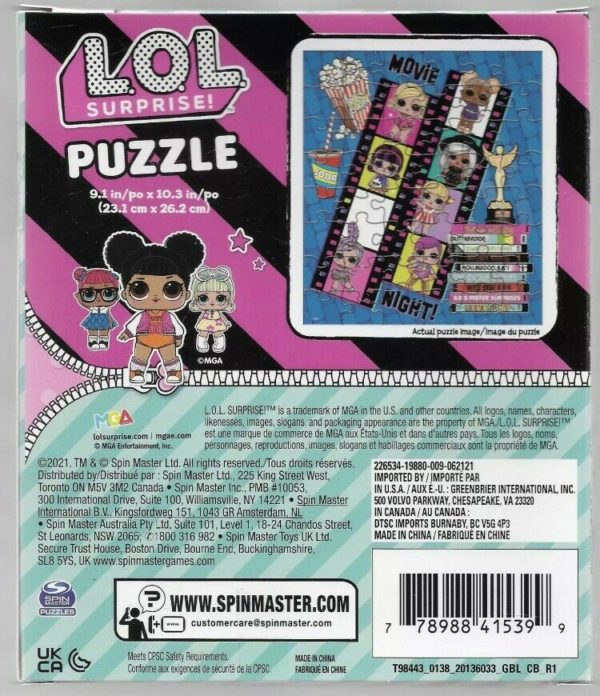 L.O.L. Surprise! Movie 48 Piece Jigsaw Puzzle 9" x 10" Ages 6+