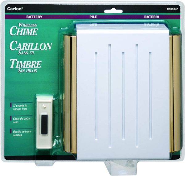 Thomas & Betts-Carlon White & Brass Wireless Chime Doorbell RC3304F