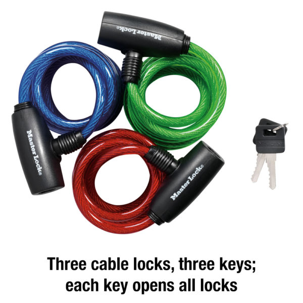 Master Lock 8127TRI Keyed Bike Lock Cable 6 Foot Pack Of 3