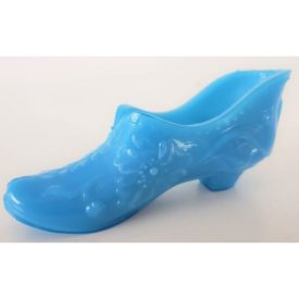 Vintage Collectible Cornflower Blue Art Glass Slipper 5"