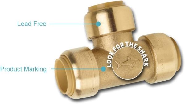 SharkBite 1/2 Push to Connect x 1/4 Inch (3/8 Inch OD) Push to Connect Straight Stop Valve, Quarter Turn, PEX Pipe, Copper, CPVC, PE-RT, HDPE, 23337-0000LF