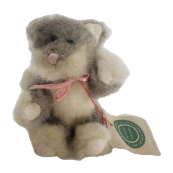 Boyds Bears TENNYSON #5744 1992 5.5” Gray & Cream Cat/Pink Bow