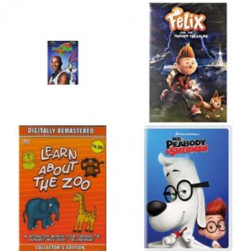 DVD Children's Movies 4 Pack Fun Gift Bundle: Space Jam, Felix and the Hidden Treasure, Learn About The Zoo, Mr. Peabody & Sherman